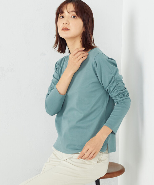 COMME CA ISM(コムサイズム)の「《前後2WAY》デザインスリーブ Tシャツ(Tシャツ/カットソー・レディース・ホワイト/ライトグレー/ターコイズブルー/ブラック・MEDIUM/LARGE)」の9枚目の写真
