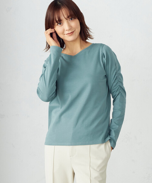 COMME CA ISM(コムサイズム)の「《前後2WAY》デザインスリーブ Tシャツ(Tシャツ/カットソー・レディース・ホワイト/ライトグレー/ターコイズブルー/ブラック・MEDIUM/LARGE)」の10枚目の写真