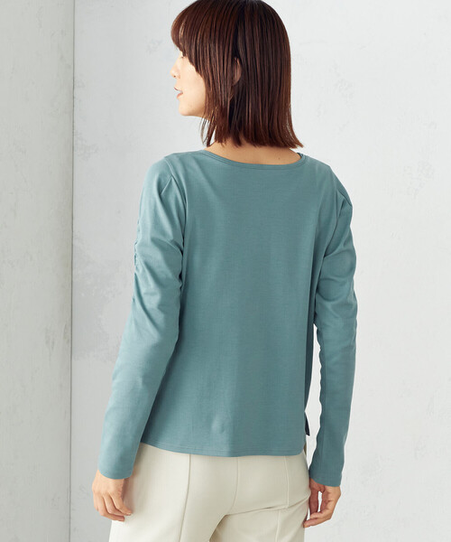 COMME CA ISM(コムサイズム)の「《前後2WAY》デザインスリーブ Tシャツ(Tシャツ/カットソー・レディース・ホワイト/ライトグレー/ターコイズブルー/ブラック・MEDIUM/LARGE)」の11枚目の写真