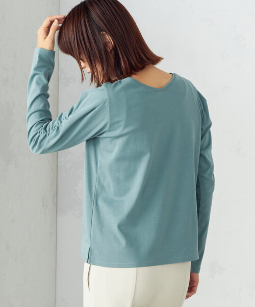 COMME CA ISM(コムサイズム)の「《前後2WAY》デザインスリーブ Tシャツ(Tシャツ/カットソー・レディース・ホワイト/ライトグレー/ターコイズブルー/ブラック・MEDIUM/LARGE)」の12枚目の写真