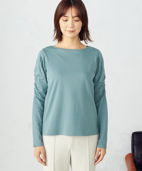 COMME CA ISM(コムサイズム)の「《前後2WAY》デザインスリーブ Tシャツ(Tシャツ/カットソー・レディース・ホワイト/ライトグレー/ターコイズブルー/ブラック・MEDIUM/LARGE)」の13枚目の写真