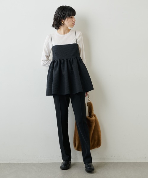 Whim Gazette（ウィムガゼット）の「ジャガードキャミブラウス（シャツ/ブラウス・レディース・ブラック/オフホワイト/グレー・FREE）」の4枚目の写真