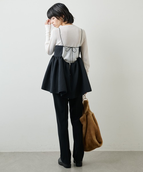 Whim Gazette（ウィムガゼット）の「ジャガードキャミブラウス（シャツ/ブラウス・レディース・ブラック/オフホワイト/グレー・FREE）」の10枚目の写真
