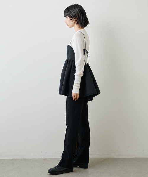 Whim Gazette（ウィムガゼット）の「ジャガードキャミブラウス（シャツ/ブラウス・レディース・ブラック/オフホワイト/グレー・FREE）」の9枚目の写真