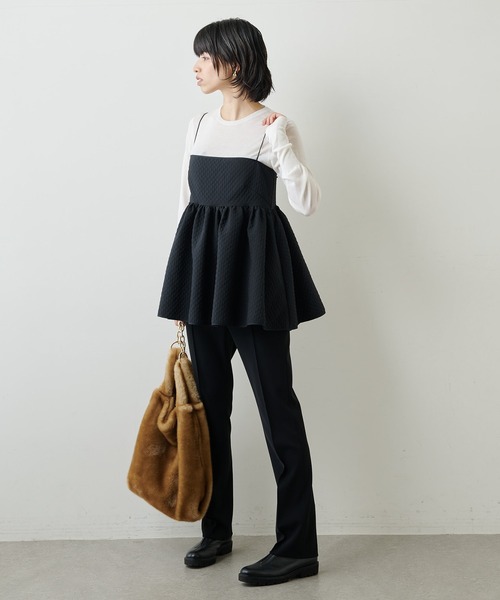Whim Gazette（ウィムガゼット）の「ジャガードキャミブラウス（シャツ/ブラウス・レディース・ブラック/オフホワイト/グレー・FREE）」の5枚目の写真