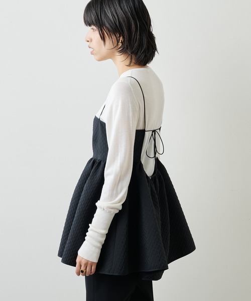 Whim Gazette（ウィムガゼット）の「ジャガードキャミブラウス（シャツ/ブラウス・レディース・ブラック/オフホワイト/グレー・FREE）」の8枚目の写真