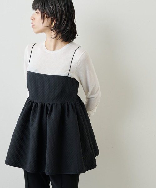 Whim Gazette（ウィムガゼット）の「ジャガードキャミブラウス（シャツ/ブラウス・レディース・ブラック/オフホワイト/グレー・FREE）」の7枚目の写真