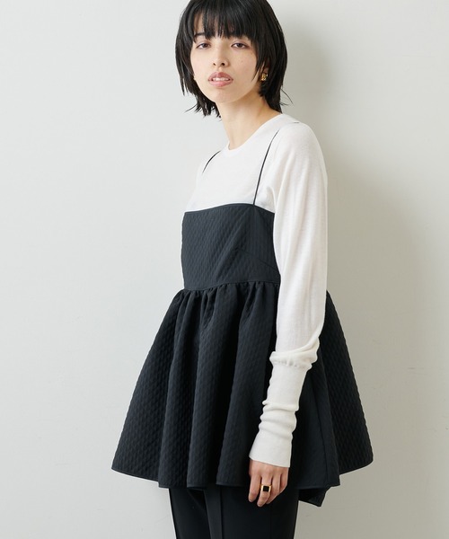 Whim Gazette（ウィムガゼット）の「ジャガードキャミブラウス（シャツ/ブラウス・レディース・ブラック/オフホワイト/グレー・FREE）」の6枚目の写真