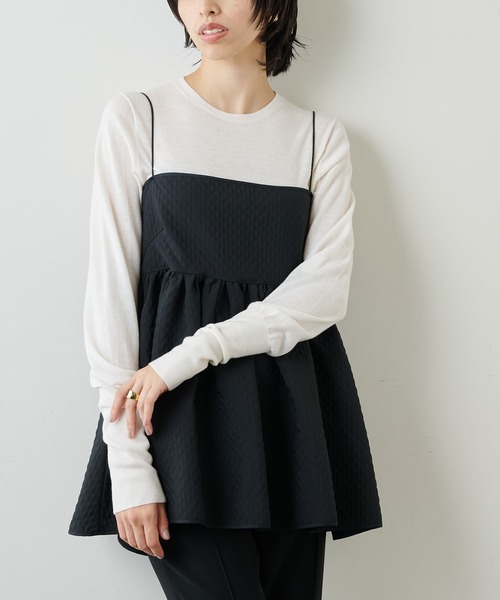 Whim Gazette（ウィムガゼット）の「ジャガードキャミブラウス（シャツ/ブラウス・レディース・ブラック/オフホワイト/グレー・FREE）」の17枚目の写真