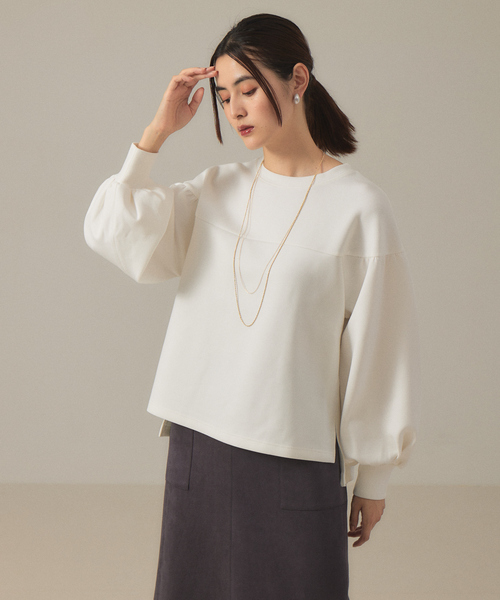 abahouse mavie（アバハウスマヴィ）の「ダンボールニットプルオーバー（Tシャツ/カットソー・レディース・チャコールグレー/ダークオレンジ/ホワイト・フリー）」の2枚目の写真
