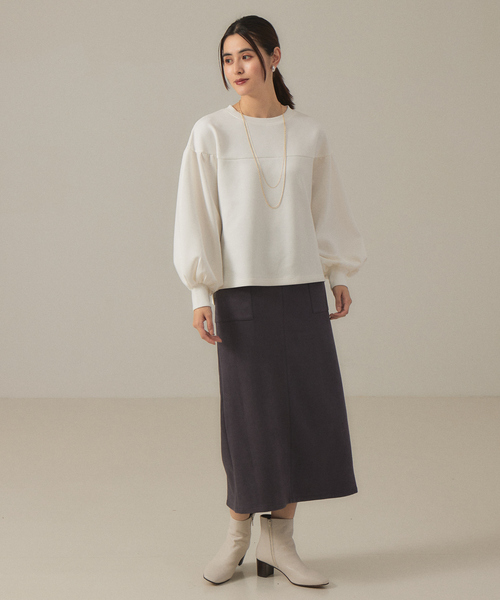 abahouse mavie（アバハウスマヴィ）の「ダンボールニットプルオーバー（Tシャツ/カットソー・レディース・チャコールグレー/ダークオレンジ/ホワイト・フリー）」の4枚目の写真