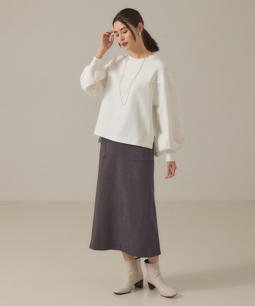 abahouse mavie（アバハウスマヴィ）の「ダンボールニットプルオーバー（Tシャツ/カットソー・レディース・チャコールグレー/ダークオレンジ/ホワイト・フリー）」の11枚目の写真
