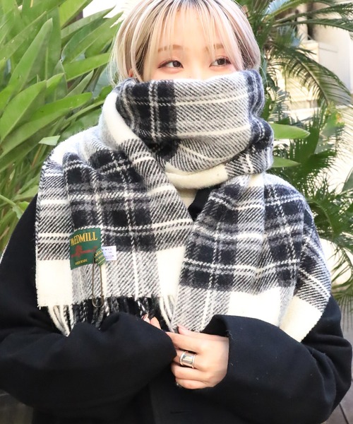 ROOPTOKYO（ループトウキョウ）の「TWEEDMILL/ツイードミル ピュアウールチェックブランケット 2WAY  フリンジマフラー タータンチェック（マフラー・メンズ・イエロー×グリーン/ブラック×ホワイト・FREE）」の8枚目の写真
