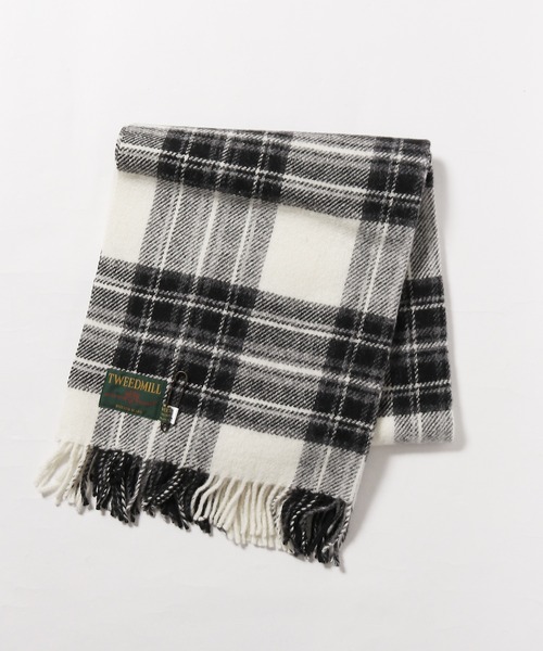 ROOPTOKYO（ループトウキョウ）の「TWEEDMILL/ツイードミル ピュアウールチェックブランケット 2WAY  フリンジマフラー タータンチェック（マフラー・メンズ・イエロー×グリーン/ブラック×ホワイト・FREE）」の12枚目の写真