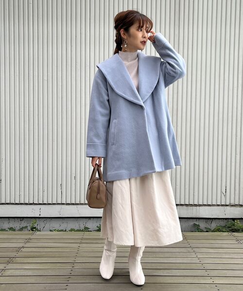 couture brooch（クチュールブローチ）の「◆【冬から春へ、シーズンレスに使える】マットタフタタックスカート（スカート・レディース・オフホワイト/ブラック/パープル系4/ダークグリーン・38/40/42）」の16枚目の写真