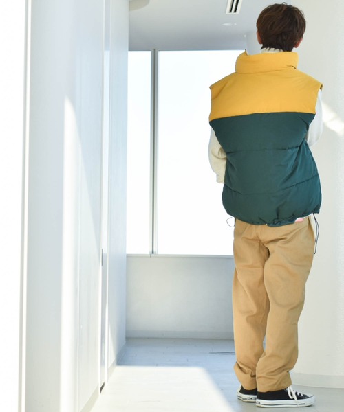 Anytime Songs（エニータイムソングス）の「中綿配色ベスト（ベスト・メンズ・グリーン/ブラック/ネイビー・LARGE/X-LARGE/MEDIUM）」の8枚目の写真