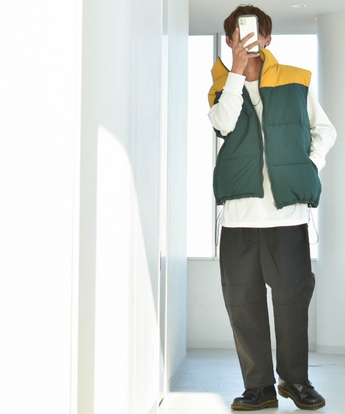 Anytime Songs（エニータイムソングス）の「中綿配色ベスト（ベスト・メンズ・グリーン/ブラック/ネイビー・LARGE/X-LARGE/MEDIUM）」の13枚目の写真