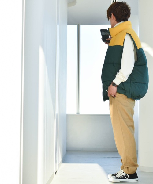 Anytime Songs（エニータイムソングス）の「中綿配色ベスト（ベスト・メンズ・グリーン/ブラック/ネイビー・LARGE/X-LARGE/MEDIUM）」の9枚目の写真