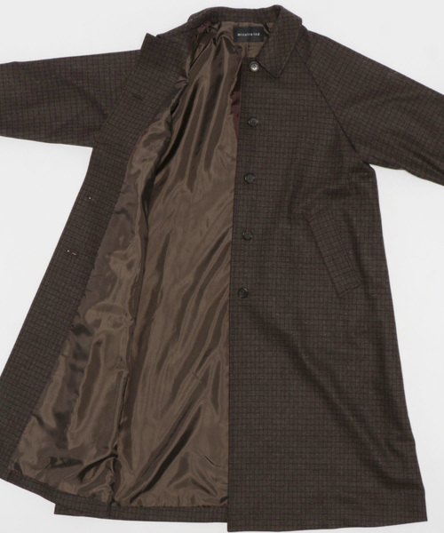 mizuiroind（ミズイロインド）の「mizuiro ind チェックウールブレンドステンカラーコート（ステンカラーコート・レディース・ベージュ/ブラウン・FREE）」の3枚目の写真