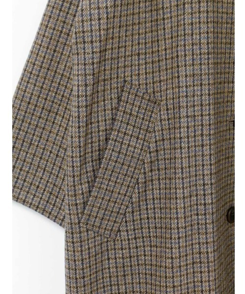 mizuiroind（ミズイロインド）の「mizuiro ind チェックウールブレンドステンカラーコート（ステンカラーコート・レディース・ベージュ/ブラウン・FREE）」の12枚目の写真