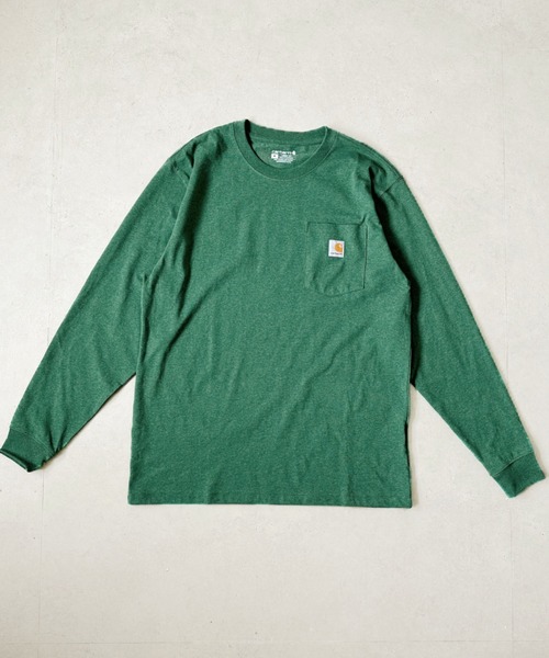 【セール】Carhartt(カーハート)/ルーズフィット ロンT ポケT USA規格 ヘビーウェイト ビッグサイズ オーバーサイズ 6.5Oz ユニセックス ポケット付き コットン100% 長袖 ロングTシャツ/K126（Tシャツ/カットソー）｜Carhartt（カーハート）