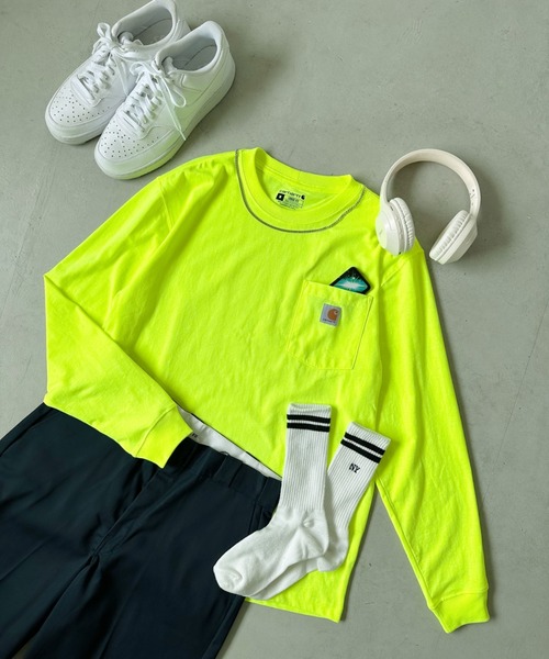 【セール】Carhartt(カーハート)/ルーズフィット ロンT ポケT USA規格 ヘビーウェイト ビッグサイズ オーバーサイズ 6.5Oz ユニセックス ポケット付き コットン100% 長袖 ロングTシャツ/K126（Tシャツ/カットソー）｜Carhartt（カーハート）