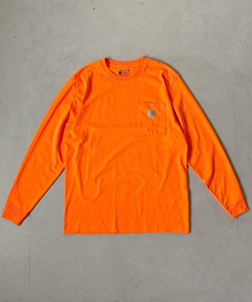 【セール】Carhartt(カーハート)/ルーズフィット ロンT ポケT USA規格 ヘビーウェイト ビッグサイズ オーバーサイズ 6.5Oz ユニセックス ポケット付き コットン100% 長袖 ロングTシャツ/K126（Tシャツ/カットソー）｜Carhartt（カーハート）