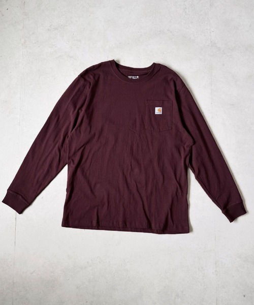 【セール】Carhartt(カーハート)/ルーズフィット ロンT ポケT USA規格 ヘビーウェイト ビッグサイズ オーバーサイズ 6.5Oz ユニセックス ポケット付き コットン100% 長袖 ロングTシャツ/K126（Tシャツ/カットソー）｜Carhartt（カーハート）