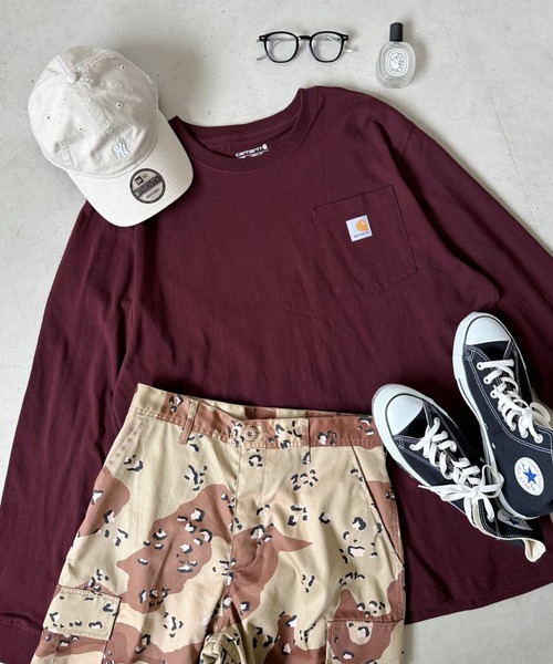 【セール】Carhartt(カーハート)/ルーズフィット ロンT ポケT USA規格 ヘビーウェイト ビッグサイズ オーバーサイズ 6.5Oz ユニセックス ポケット付き コットン100% 長袖 ロングTシャツ/K126（Tシャツ/カットソー）｜Carhartt（カーハート）