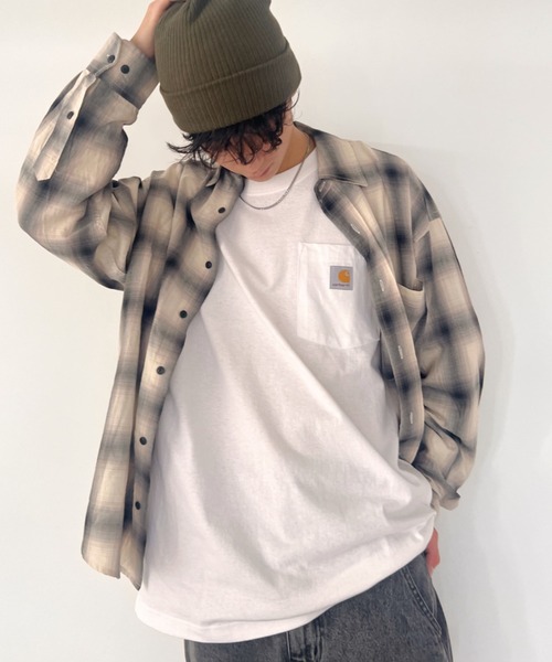 【セール】Carhartt(カーハート)/ルーズフィット ロンT ポケT USA規格 ヘビーウェイト ビッグサイズ オーバーサイズ 6.5Oz ユニセックス ポケット付き コットン100% 長袖 ロングTシャツ/K126（Tシャツ/カットソー）｜Carhartt（カーハート）