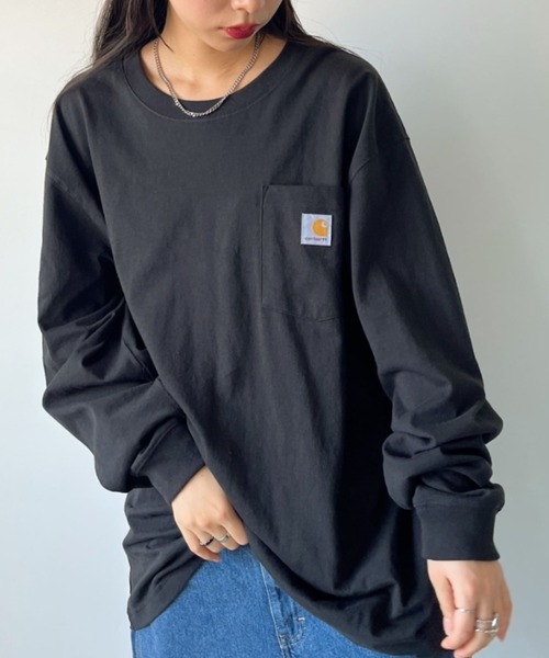 【セール】Carhartt(カーハート)/ルーズフィット ロンT ポケT USA規格 ヘビーウェイト ビッグサイズ オーバーサイズ 6.5Oz ユニセックス ポケット付き コットン100% 長袖 ロングTシャツ/K126（Tシャツ/カットソー）｜Carhartt（カーハート）