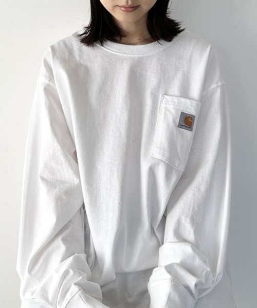 【セール】Carhartt(カーハート)/ルーズフィット ロンT ポケT USA規格 ヘビーウェイト ビッグサイズ オーバーサイズ 6.5Oz ユニセックス ポケット付き コットン100% 長袖 ロングTシャツ/K126（Tシャツ/カットソー）｜Carhartt（カーハート）