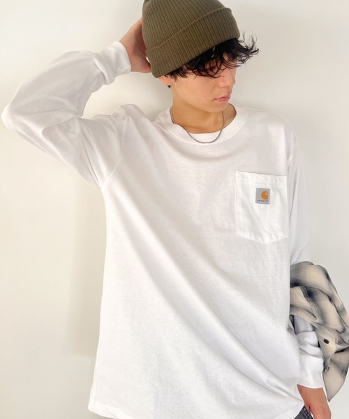 【セール】Carhartt(カーハート)/ルーズフィット ロンT ポケT USA規格 ヘビーウェイト ビッグサイズ オーバーサイズ 6.5Oz ユニセックス ポケット付き コットン100% 長袖 ロングTシャツ/K126（Tシャツ/カットソー）｜Carhartt（カーハート）