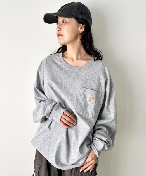 Carhartt（カーハート）の「Carhartt(カーハート)/ルーズフィット ロンT ポケT USA規格 ヘビーウェイト ビッグサイズ オーバーサイズ 6.5Oz ユニセックス ポケット付き コットン 長袖 ロンT K126（Tシャツ/カットソー・レディース・グレー/チャコールグレー/ダークブラウン/ホワイト/オリーブ/ブラック/ネイビー/グリーン/ライム/ワインレッド/オレンジ・XL/M/S/L/XXL）」の21枚目の写真