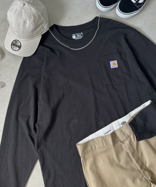 【セール】Carhartt(カーハート)/ルーズフィット ロンT ポケT USA規格 ヘビーウェイト ビッグサイズ オーバーサイズ 6.5Oz ユニセックス ポケット付き コットン100% 長袖 ロングTシャツ/K126（Tシャツ/カットソー）｜Carhartt（カーハート）