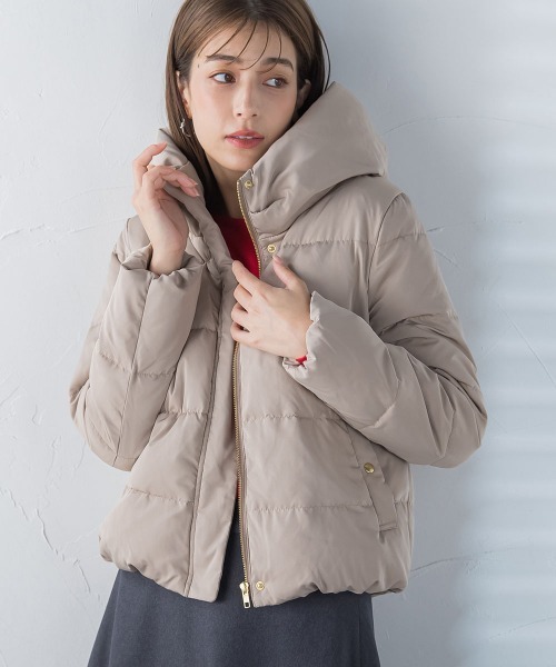 ketty(ケティ)の「ピーチスキンショートダウンジャケット(ダウンジャケット/コート・レディース・ネイビー/ベージュ/キャメル・M)」の3枚目の写真