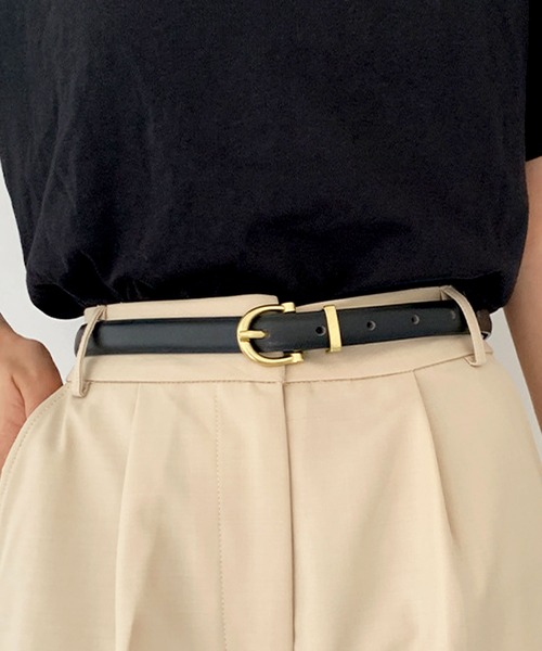 セール】【4タイプ展開】ユニークバックル×レザー細ベルト（ベルト