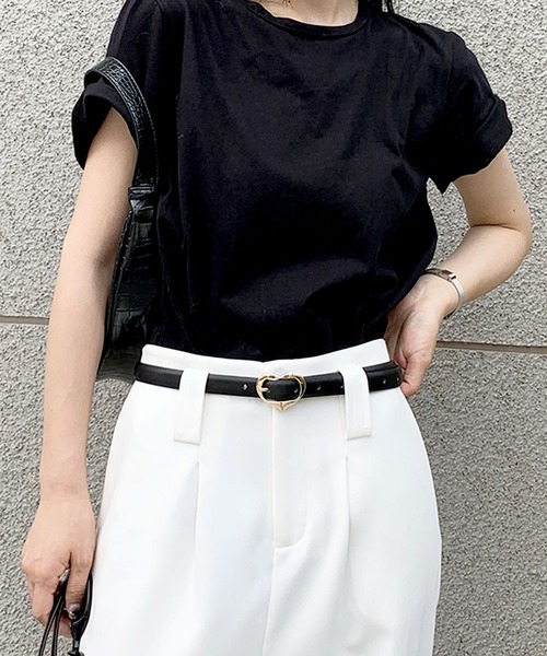 セール】【4タイプ展開】ユニークバックル×レザー細ベルト（ベルト