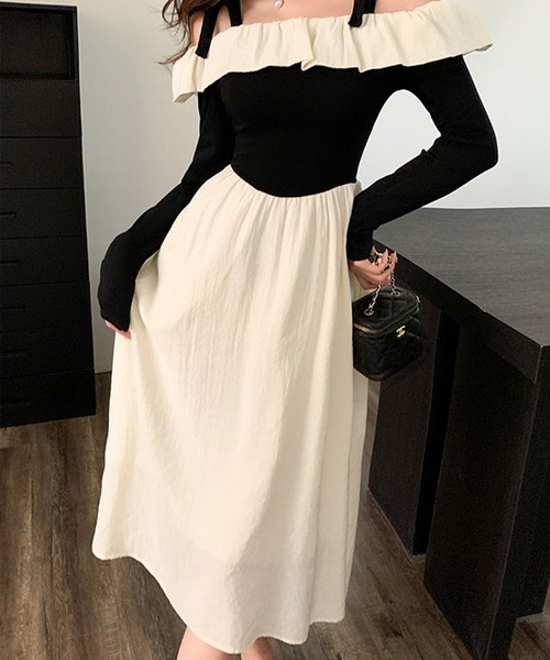 Jasmine Grandiflorum（ジャスミングランディフローラム）の「【Jasmine】オフショルフリルワンピース（ワンピース・レディース・ブラック/ホワイト・SMALL/MEDIUM/LARGE）」の11枚目の写真