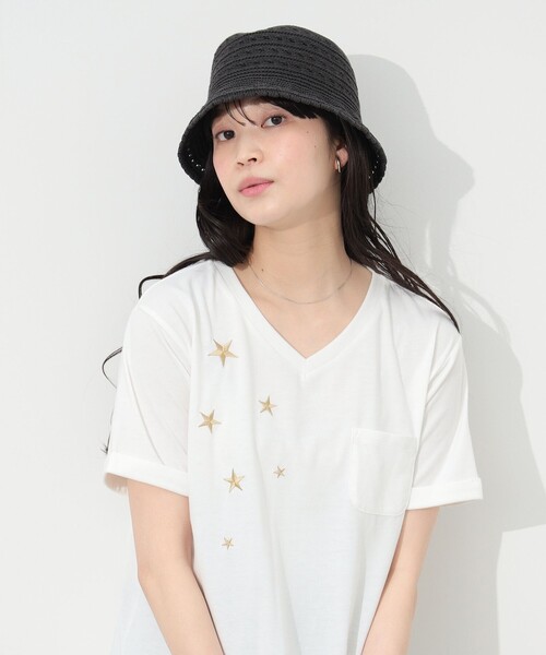 BEAMS HEART(ビームスハート)の「BEAMS HEART / かぎ針編み風 バケットハット(ハット・レディース・アイボリー/クリアブラック/ブラウン・FREE)」の7枚目の写真