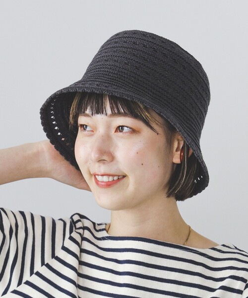 BEAMS HEART(ビームスハート)の「BEAMS HEART / かぎ針編み風 バケットハット(ハット・レディース・アイボリー/クリアブラック/ブラウン・FREE)」の9枚目の写真