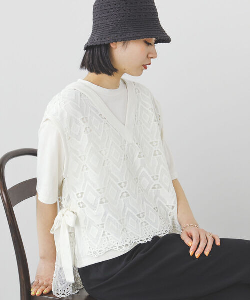 BEAMS HEART(ビームスハート)の「BEAMS HEART / かぎ針編み風 バケットハット(ハット・レディース・アイボリー/クリアブラック/ブラウン・FREE)」の16枚目の写真
