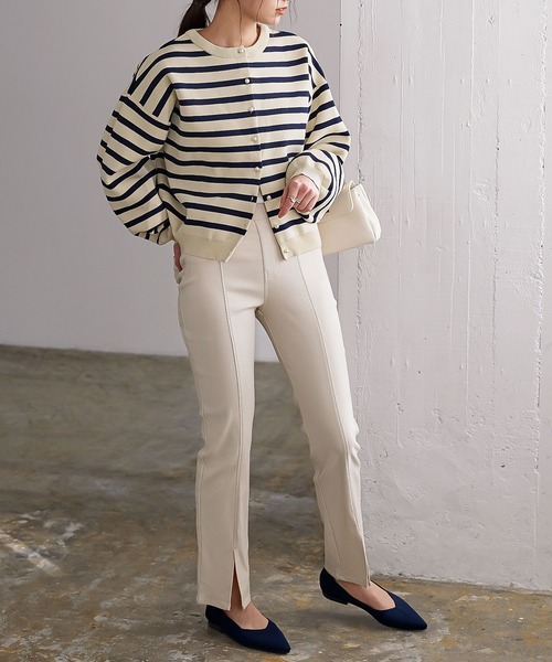 KOBE LETTUCE(コウベレタス)の「パールボタン毛玉レスニットカーディガン(カーディガン/ボレロ・レディース・オフホワイト/ネイビー/ラベンダー/ホワイト×ブラック/ホワイト系その他/ネイビー系/サーモンピンク/パープル/ホワイト系・FREE)」の18枚目の写真