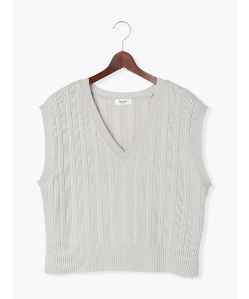 Te chichi TERRASSE（テチチテラス）の「ケーブルVネックベスト（ベスト・レディース・オフホワイト/グレー/ブラック・ﾌﾘ-）」の3枚目の写真