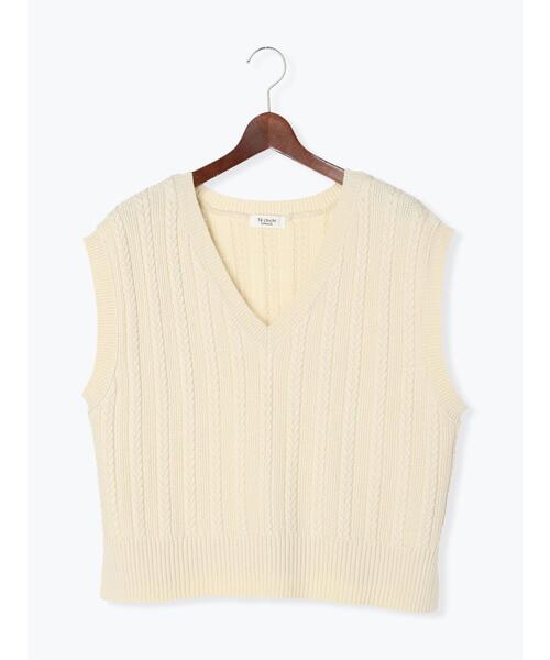 Te chichi TERRASSE（テチチテラス）の「ケーブルVネックベスト（ベスト・レディース・オフホワイト/グレー/ブラック・ﾌﾘ-）」の9枚目の写真