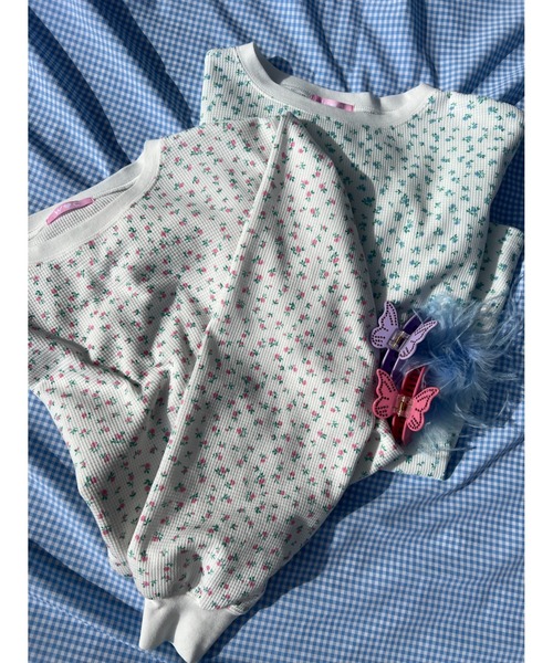 WC(ダブル シー)の「リトルフラワーワッフルビッグロンT(Tシャツ/カットソー・レディース・サックスブルー/ピンク/オレンジ・FREE)」の11枚目の写真