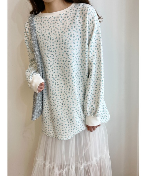 WC(ダブル シー)の「リトルフラワーワッフルビッグロンT(Tシャツ/カットソー・レディース・サックスブルー/ピンク/オレンジ・FREE)」の17枚目の写真