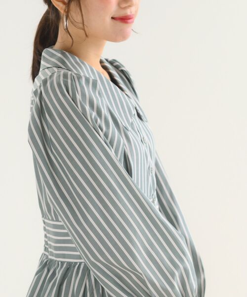 rps(アールピーエス)の「ウエスト切替フレアーシャツワンピース(シャツワンピース・レディース・グリーン/パープル/ブルー系その他2/ネイビー・フリー)」の15枚目の写真