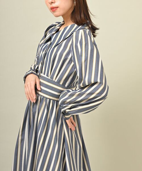 rps(アールピーエス)の「ウエスト切替フレアーシャツワンピース(シャツワンピース・レディース・グリーン/パープル/ブルー系その他2/ネイビー・フリー)」の16枚目の写真