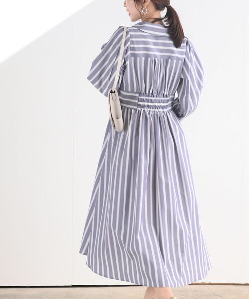 rps(アールピーエス)の「ウエスト切替フレアーシャツワンピース(シャツワンピース・レディース・グリーン/パープル/ブルー系その他2/ネイビー・フリー)」の12枚目の写真